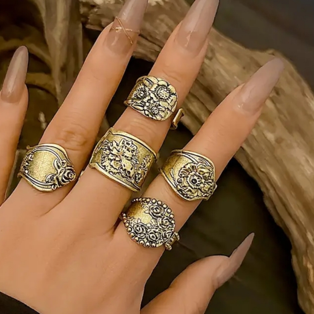 5 Pcs Old Spoon Rings - Picture 4 of 7